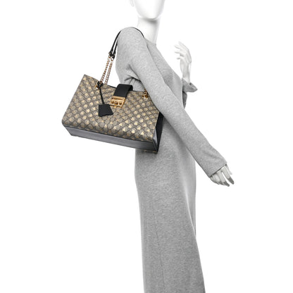 Gucci GG Supreme Monogram Bees Medium Padlock Tote Beige Oro Black 2 of 11