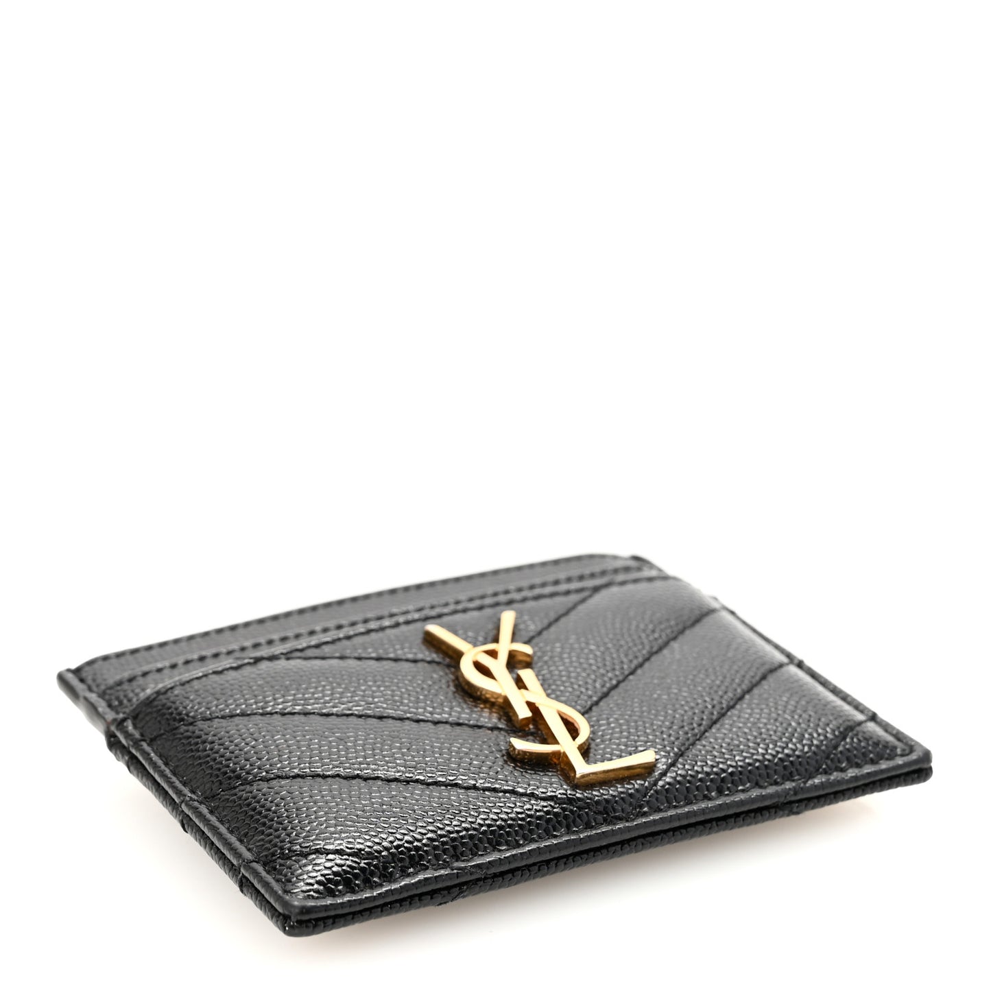 Grain De Poudre Matelasse Chevron Monogram Credit Card Case Black