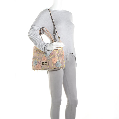 Valentino Garavani Patent Trimmed Lace Embroidered Tote Neutral 2 of 8