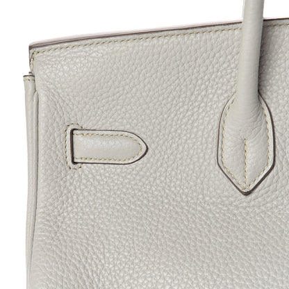 Hermes Taurillon Clemence Lizard Club Birkin 35 Gris Perle White Mykonos 16 of 39