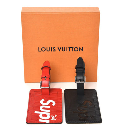 Louis Vuitton X SUPREME Epi Luggage Tag Set Black Red 3 of 3