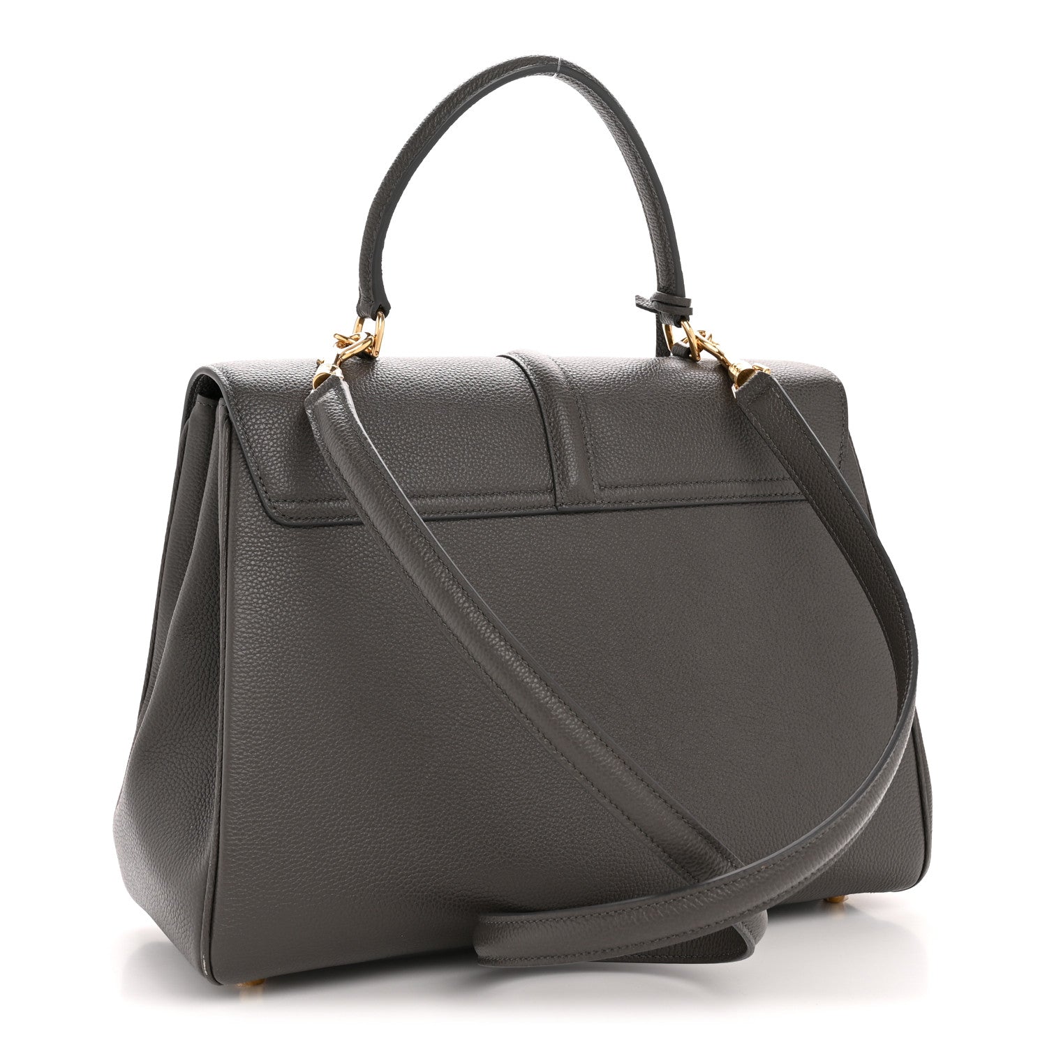 Celine Grained Calfskin Small 16 Top Handle Bag Medium Grey 3 of 16