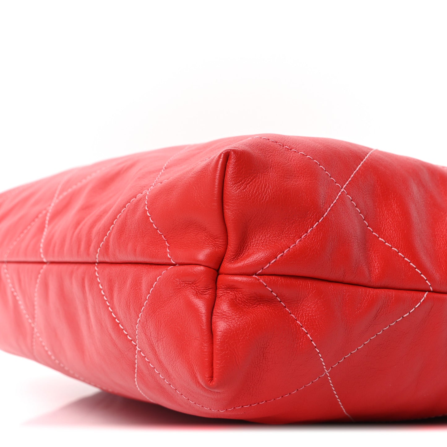 Shiny Calfskin Stitched Quilted Small Chanel 22 Red