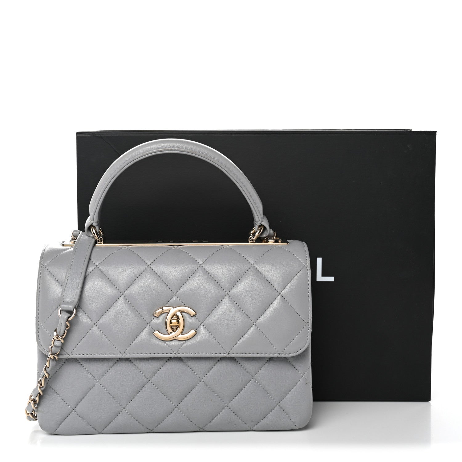 Chanel Lambskin Quilted Small Trendy CC Flap Dual Handle Bag Grey 13 of 13