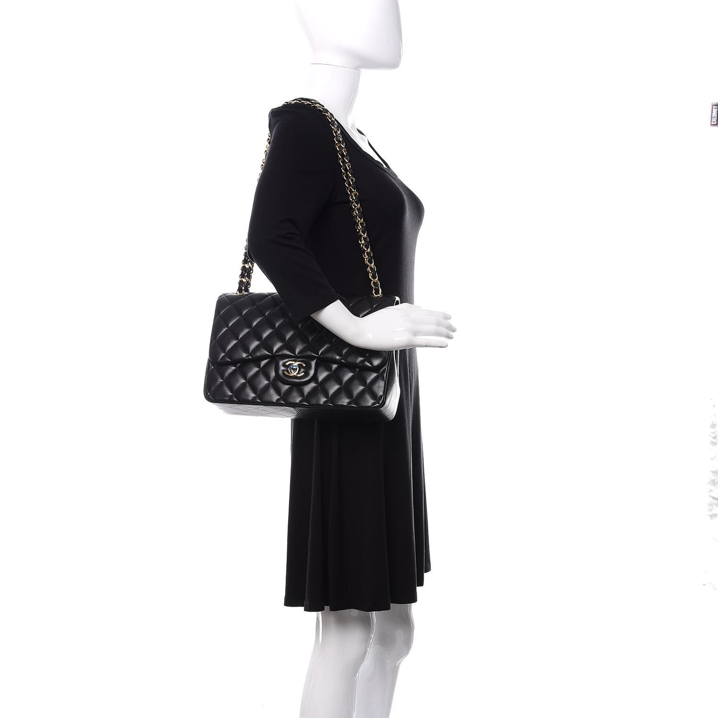 Lambskin Quilted Jumbo Double Flap Black