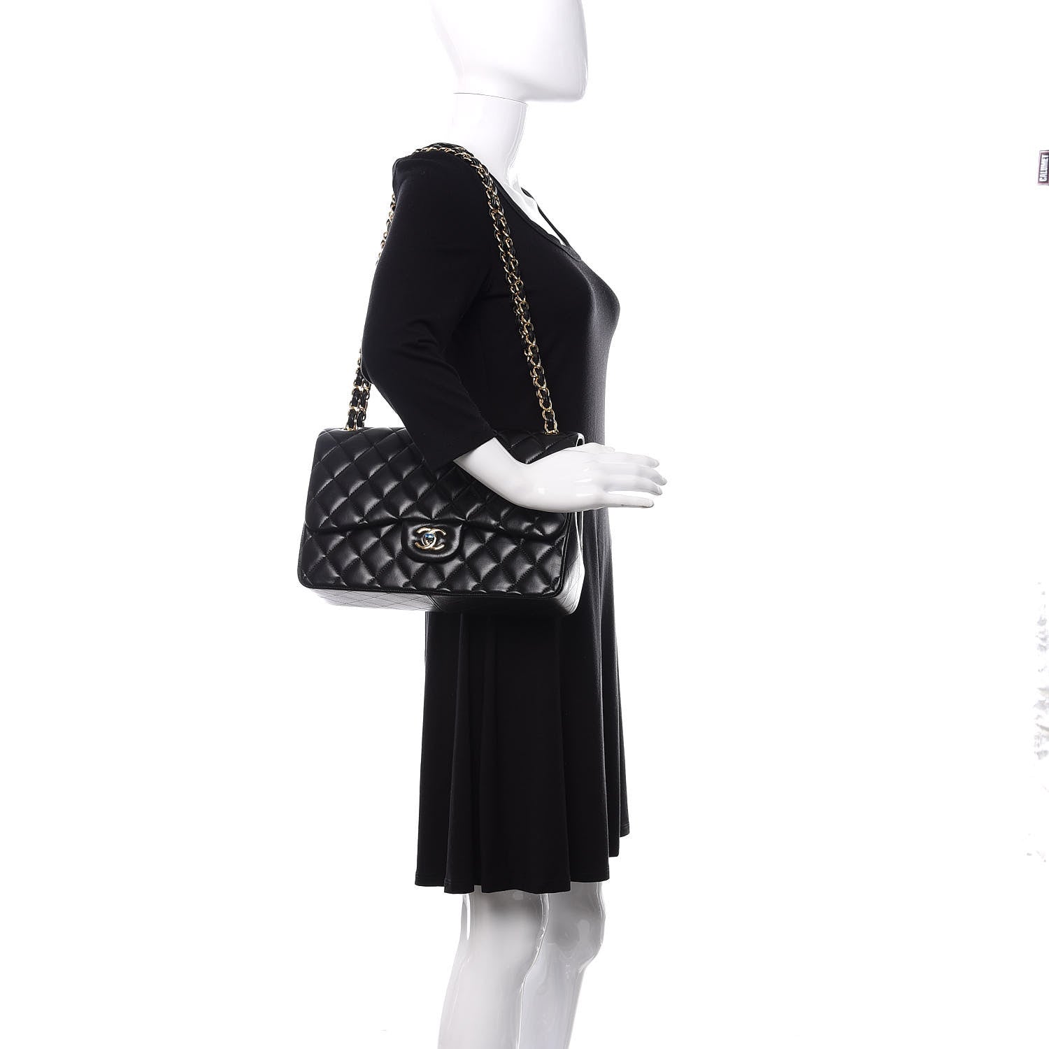 Chanel Lambskin Quilted Jumbo Double Flap Black 2 of 9