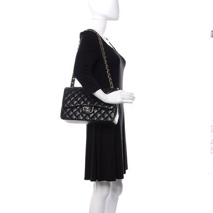 Chanel Lambskin Quilted Jumbo Double Flap Black 2 of 14