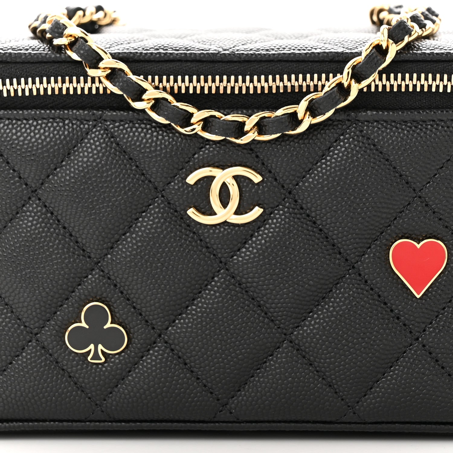 Chanel Caviar Quilted Enamel Coco Casino Small Vanity Case With Chain Black 8 of 10