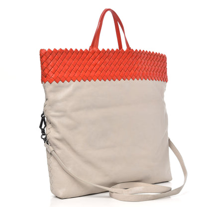 Bottega Veneta Nappa Calfskin Intrecciato Shopper Tote White Sand 3 of 9