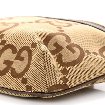 Gucci Monogram Jumbo GG Textured Dollar Calfskin Web Belt Bag Camel Ebony New Acero 10 of 10