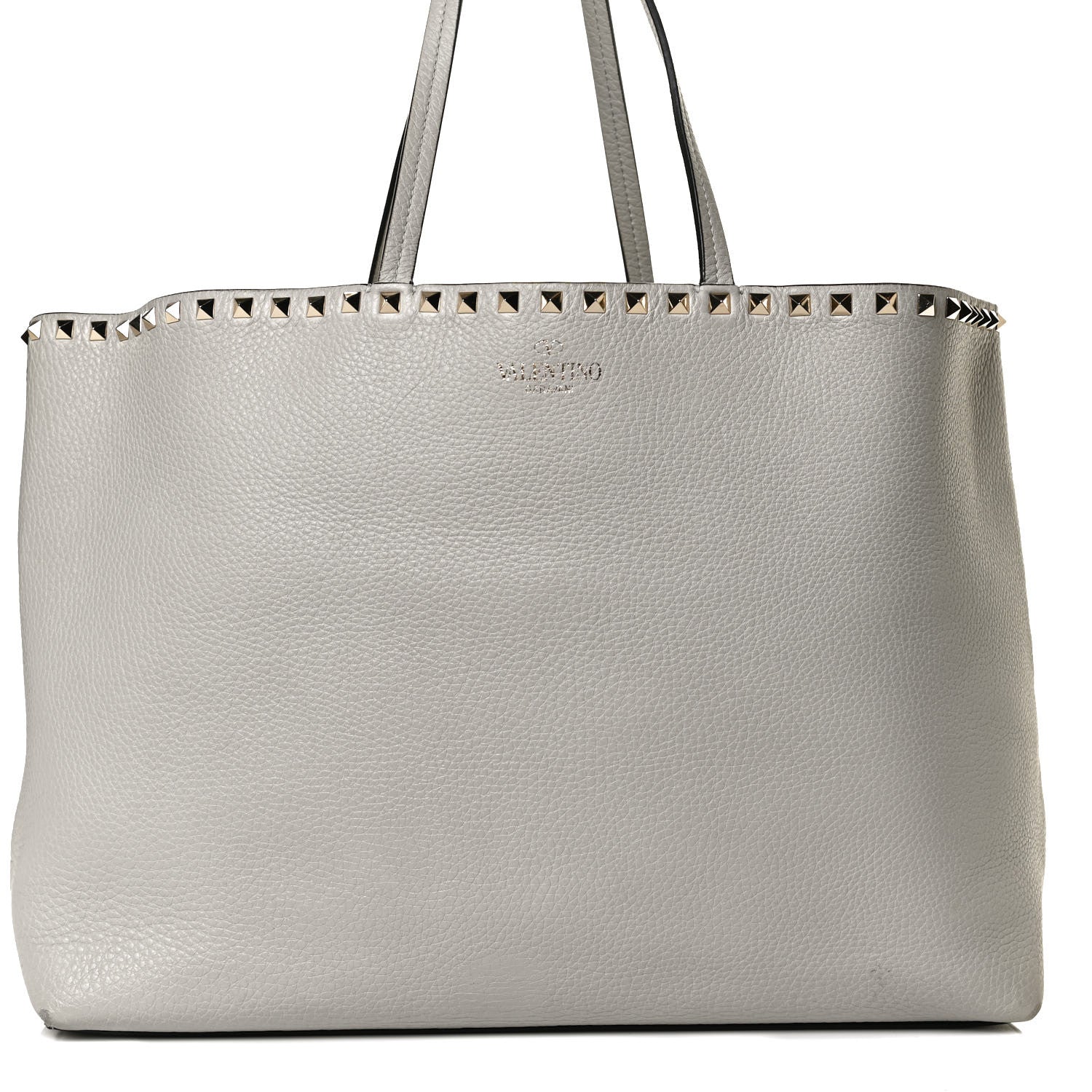 Valentino Garavani Grained Calfskin Rockstud Shoulder Tote Pastel Grey 7 of 14