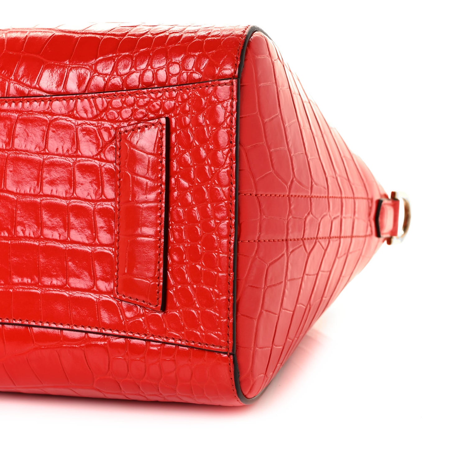 Calfskin Crocodile Embossed Small Antigona Red