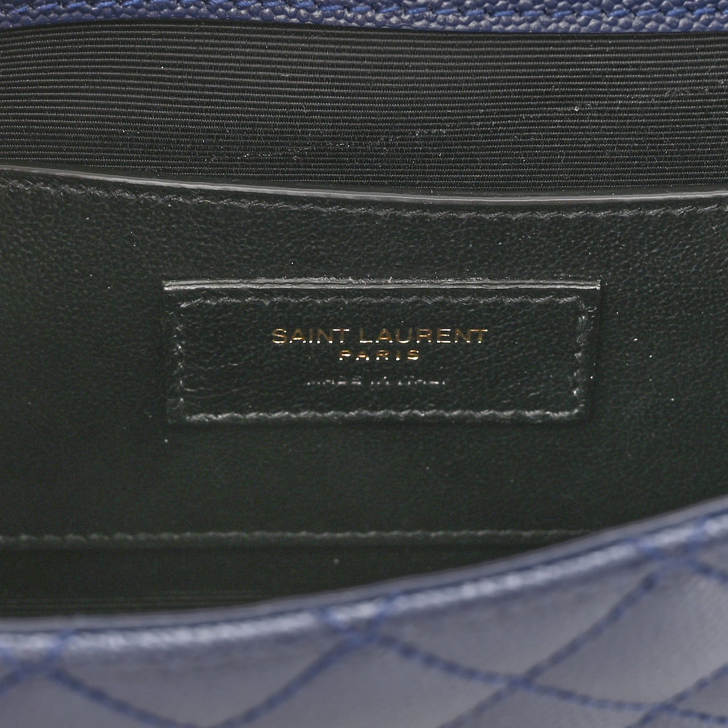 Grain De Poudre Textured Mixed Matelasse Triquilt Small Monogram Satchel Blue