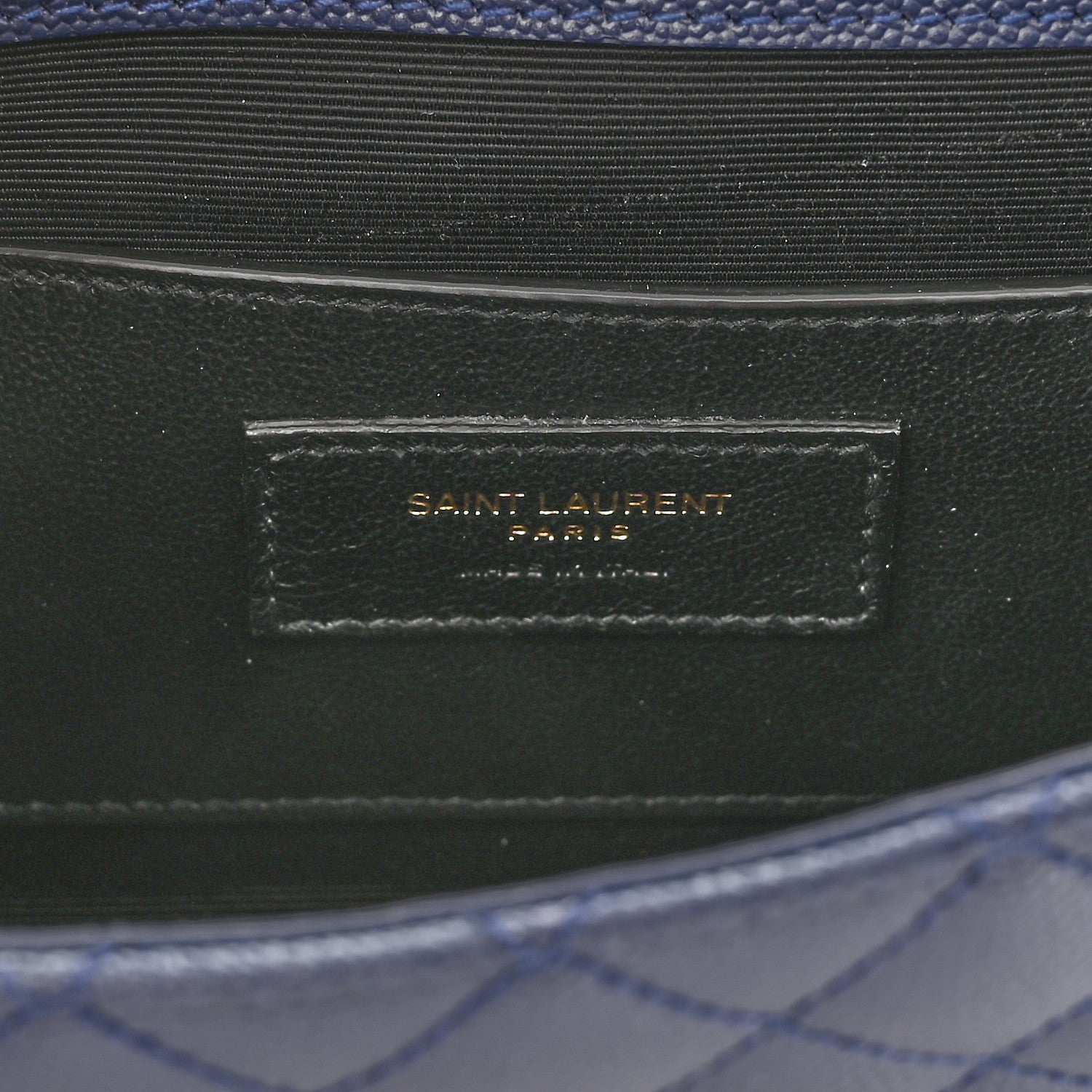 Saint Laurent Grain De Poudre Textured Mixed Matelasse Triquilt Small Monogram Satchel Blue 6 of 10