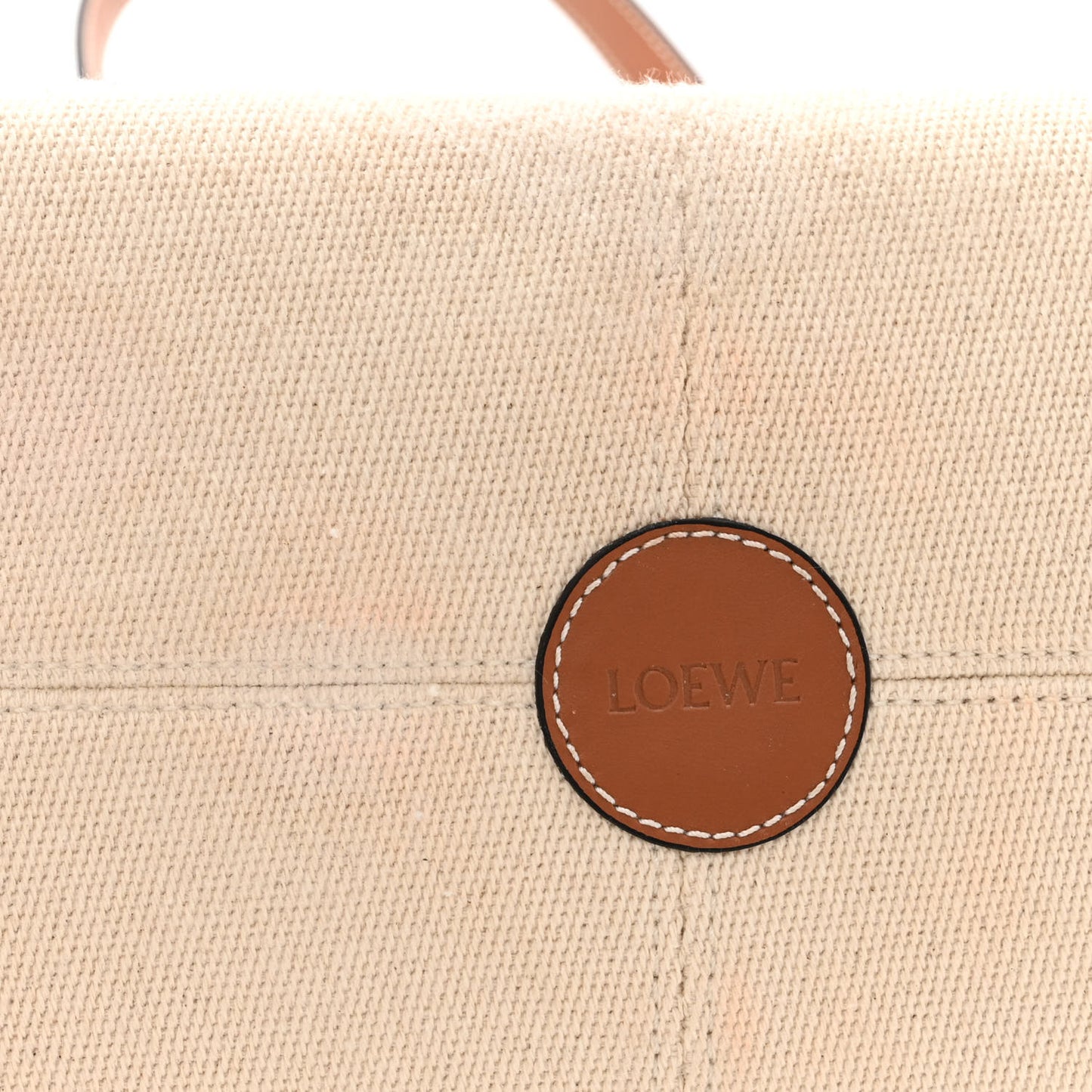 Canvas Calfskin Small Cushion Tote Beige