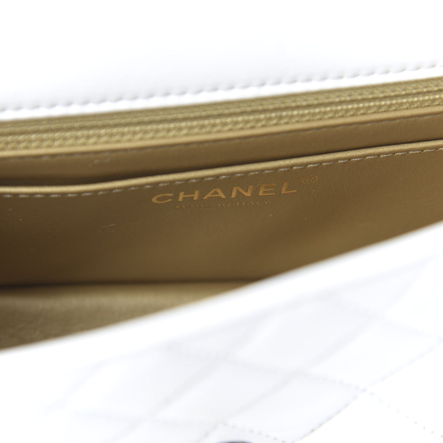 Lambskin Quilted Mini Rectangular Pearl Crush Flap White