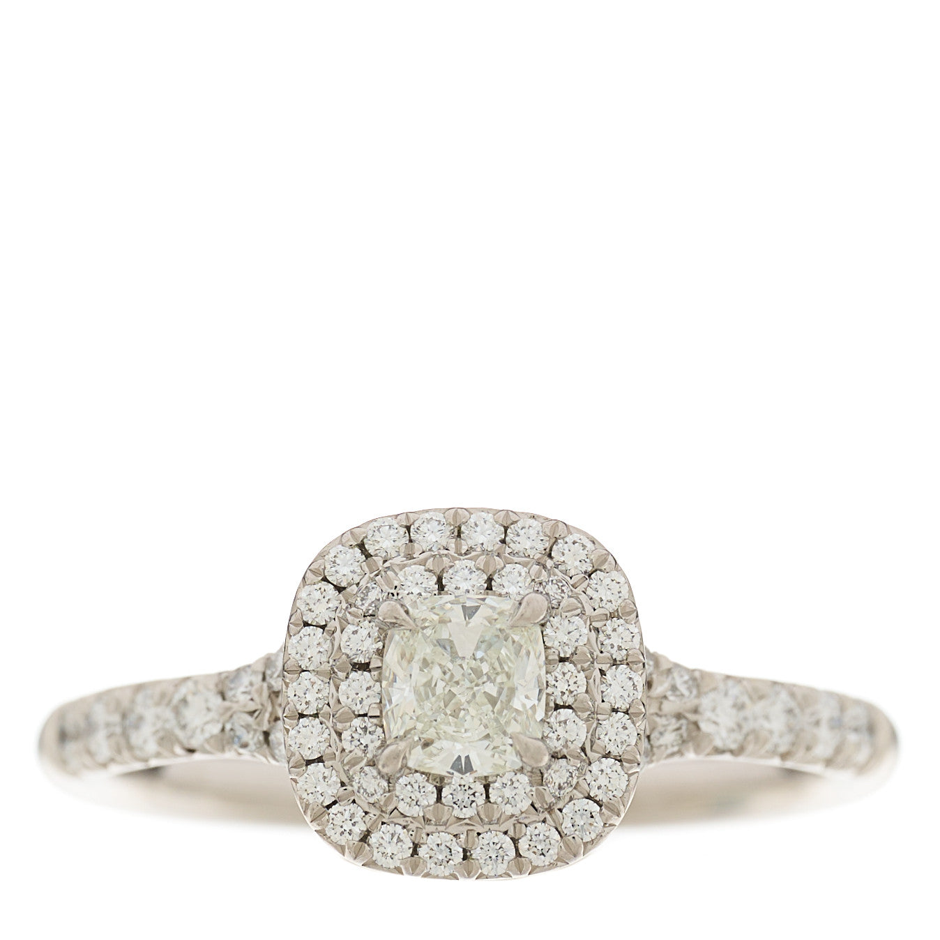 Tiffany Platinum Diamond .30ct Soleste Cushion Cut Double Halo Engagement Ring 50 5.25 1 of 5