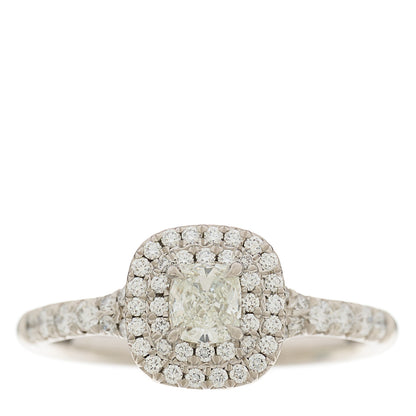 Tiffany Platinum Diamond .30ct Soleste Cushion Cut Double Halo Engagement Ring 50 5.25 1 of 5