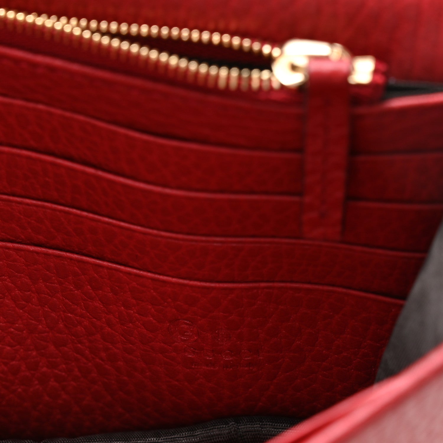 Gucci Dollar Calfskin Interlocking G Chain Wallet Red 6 of 11