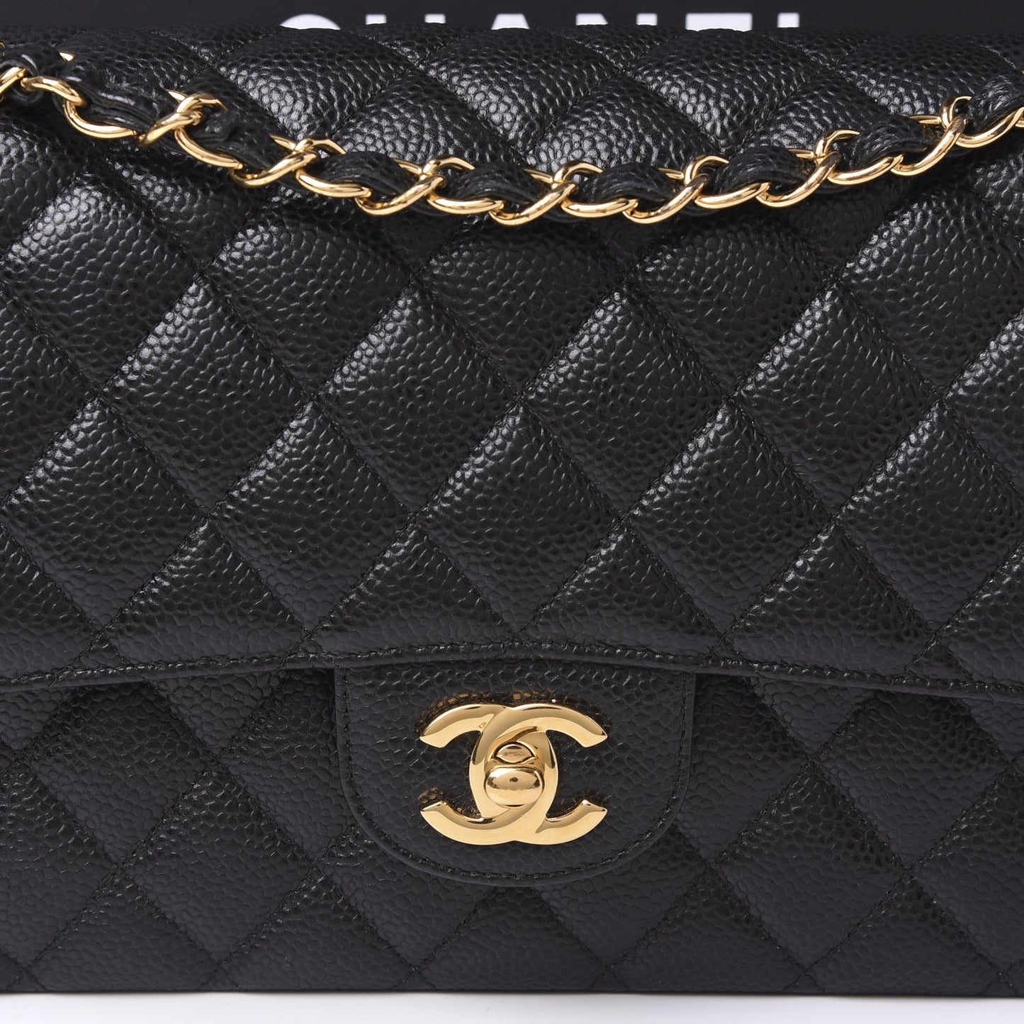 Caviar Quilted Medium Double Flap Black
