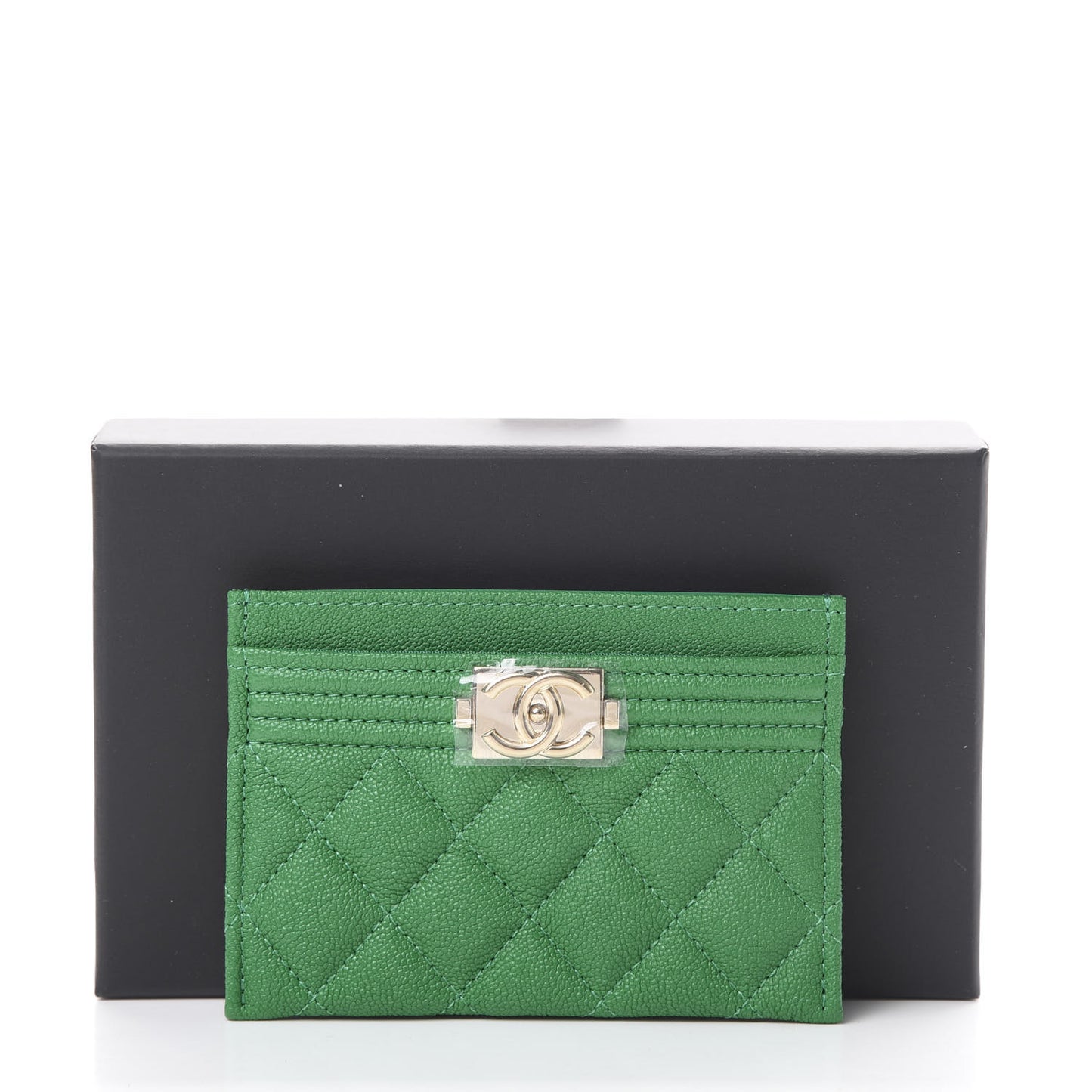 Caviar Quilted Boy Card Holder Green