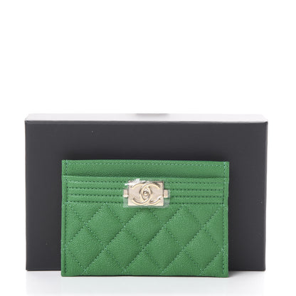 Chanel Caviar Quilted Boy Card Holder Green 8 of 8