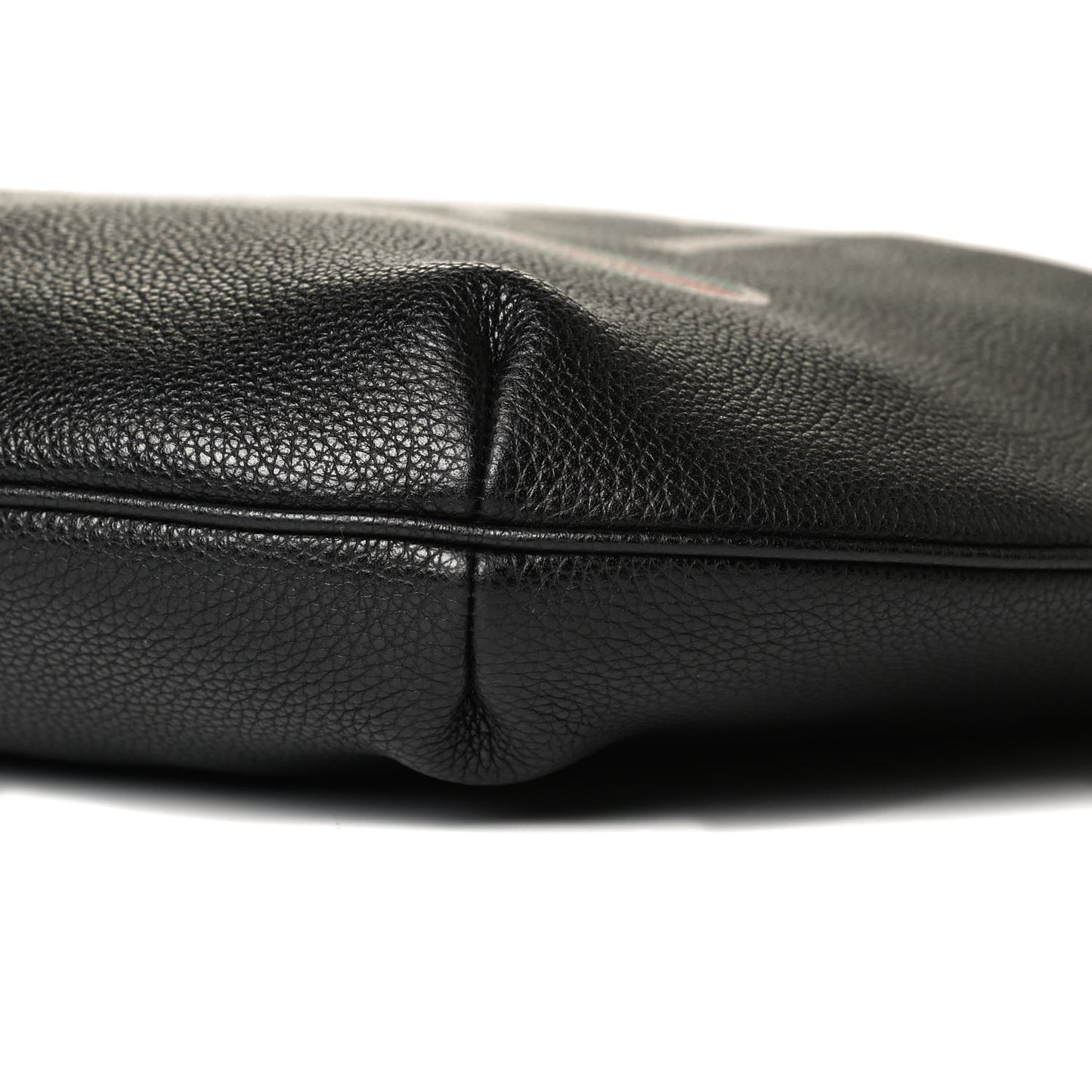 Grained Calfskin Logo Half Moon Hobo Black