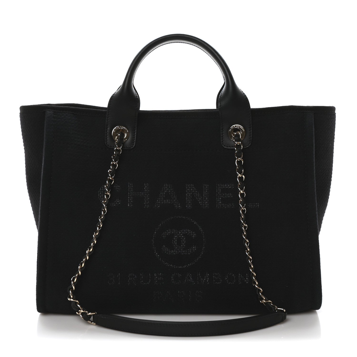 Chanel Mixed Fibers Small Deauville Tote Navy Blue 1 of 12