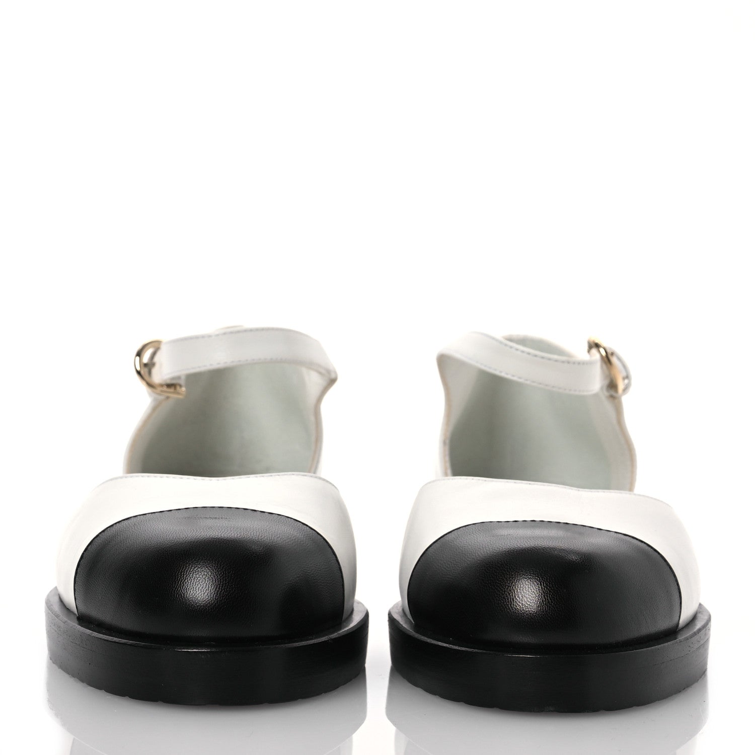 Chanel Shiny Goatskin Mary Jane Flats 35 White Black 2 of 13