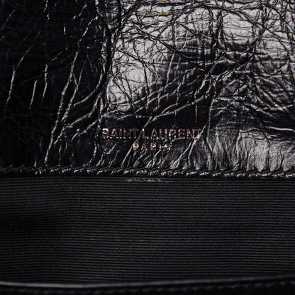 Saint Laurent Crinkled Calfskin Matelasse Monogram Baby Niki Chain Satchel Black 11 of 14