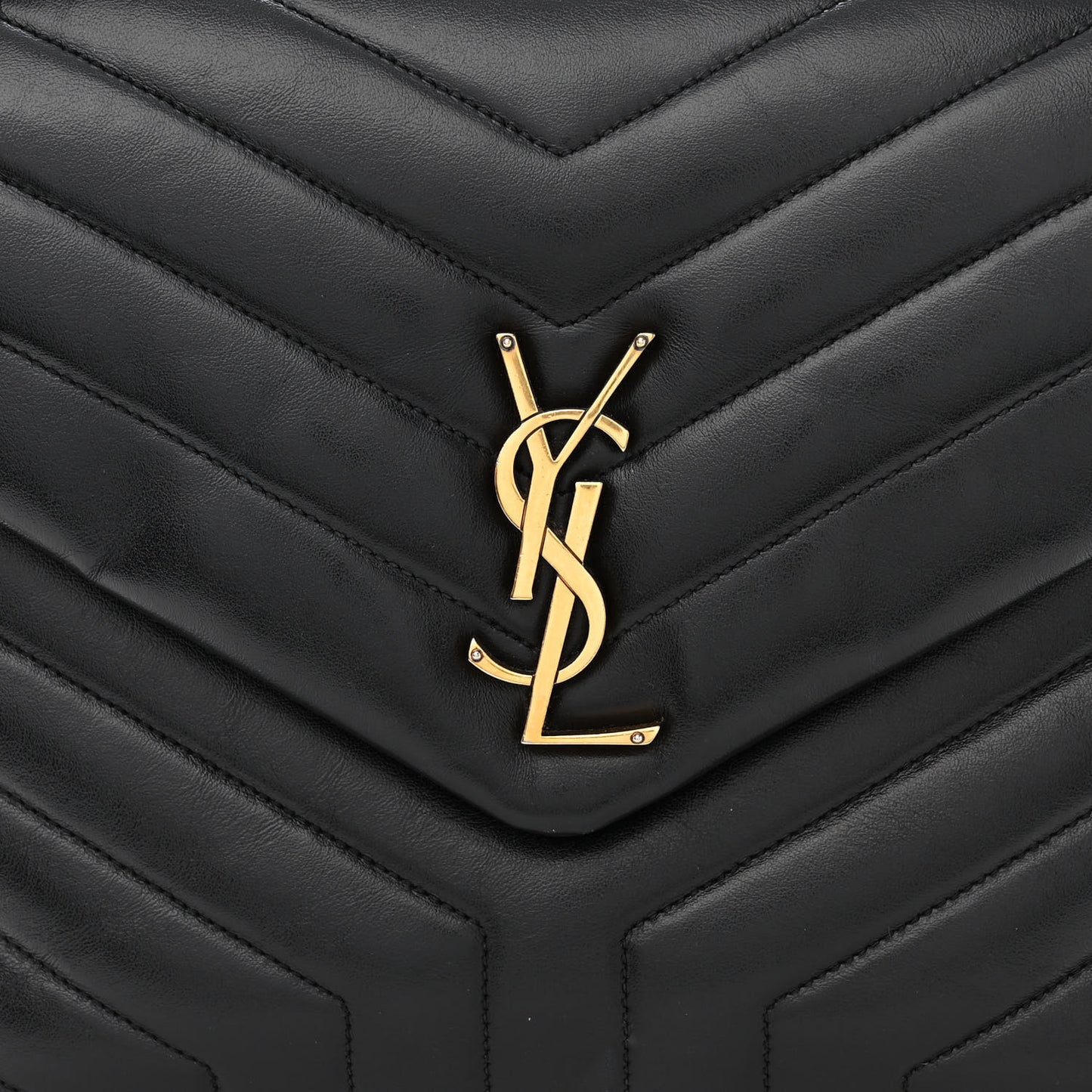 Calfskin Y Quilted Monogram Medium Loulou Chain Satchel Black