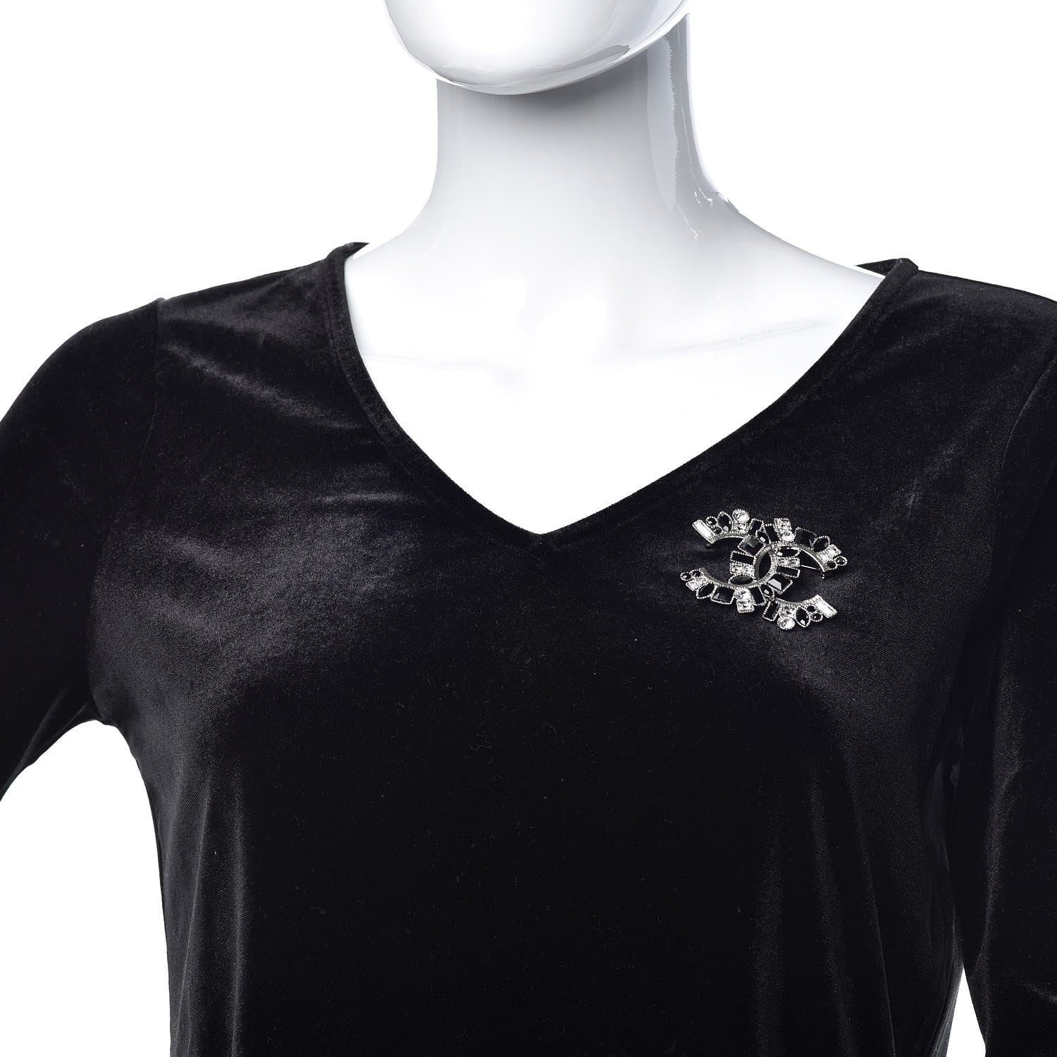 Chanel Baguette Crystal CC Brooch Silver Black 2 of 5