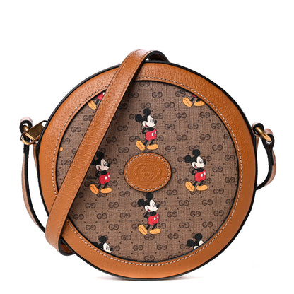 Gucci X DISNEY Mini Vintage GG Supreme Monogram Mickey Mouse Round Shoulder Bag Beige Vintage Sun Oil 1 of 4