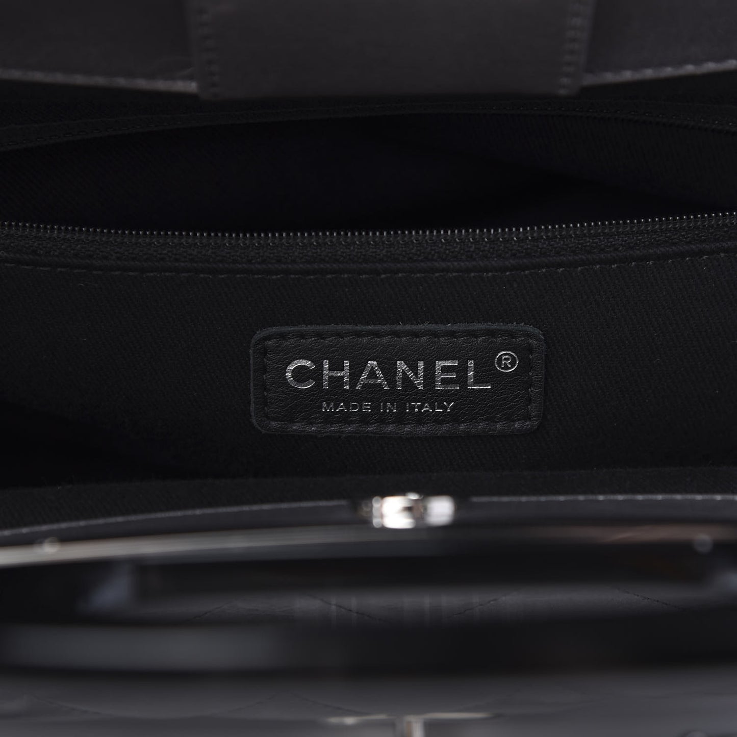 Glazed Calfskin Quilted Small CC Delivery Tote Grey