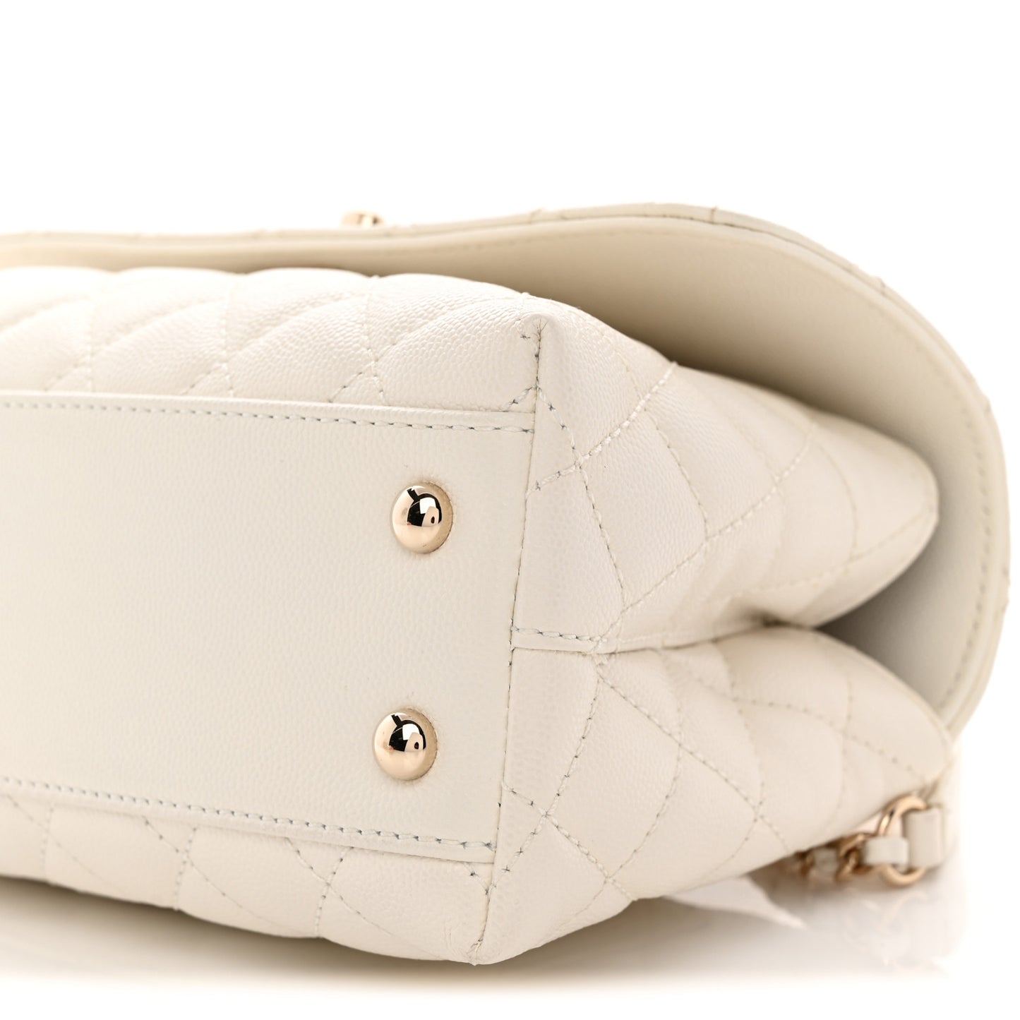 Caviar Quilted Mini Coco Handle Flap White