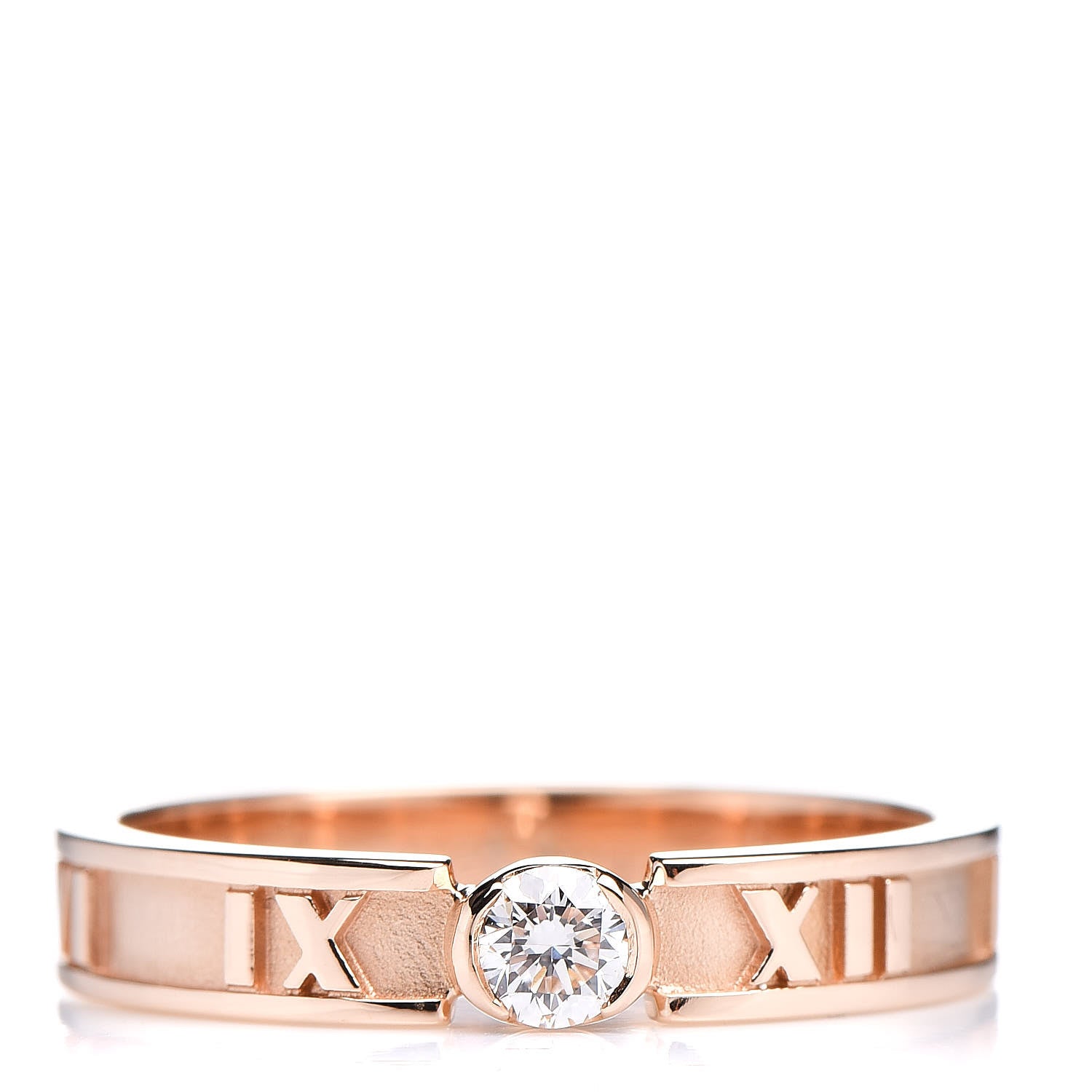 Tiffany 18K Rose Gold Diamond Atlas Closed Narrow Ring 50 5.25 1 of 7