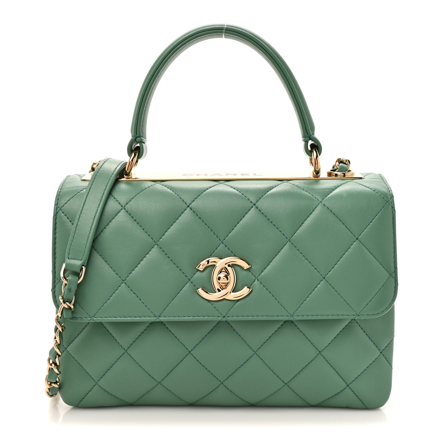 Chanel Lambskin Quilted Small Trendy CC Flap Dual Handle Bag Light Green 1 of 11