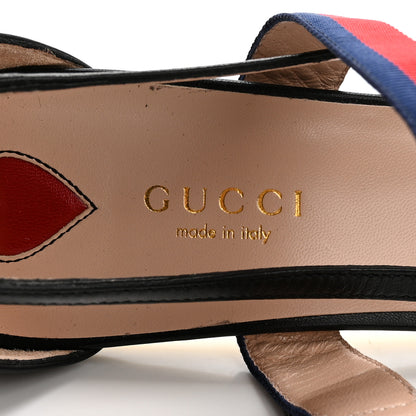 Gucci Malaga Kid Grosgrain Sylvie Web Bamboo Low Heel Pumps 38 Black 7 of 12