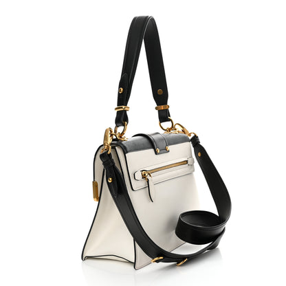 Prada City Calfskin Saffiano Cahier Top Handle Bag White Black 3 of 11