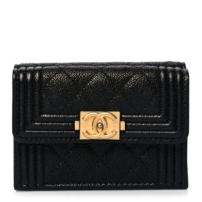 Chanel Caviar Quilted Small Boy Flap Wallet Black 1 of 12