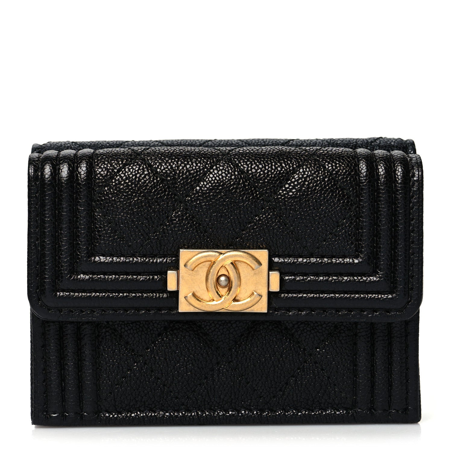 Chanel Caviar Quilted Small Boy Flap Wallet Black 1 of 12