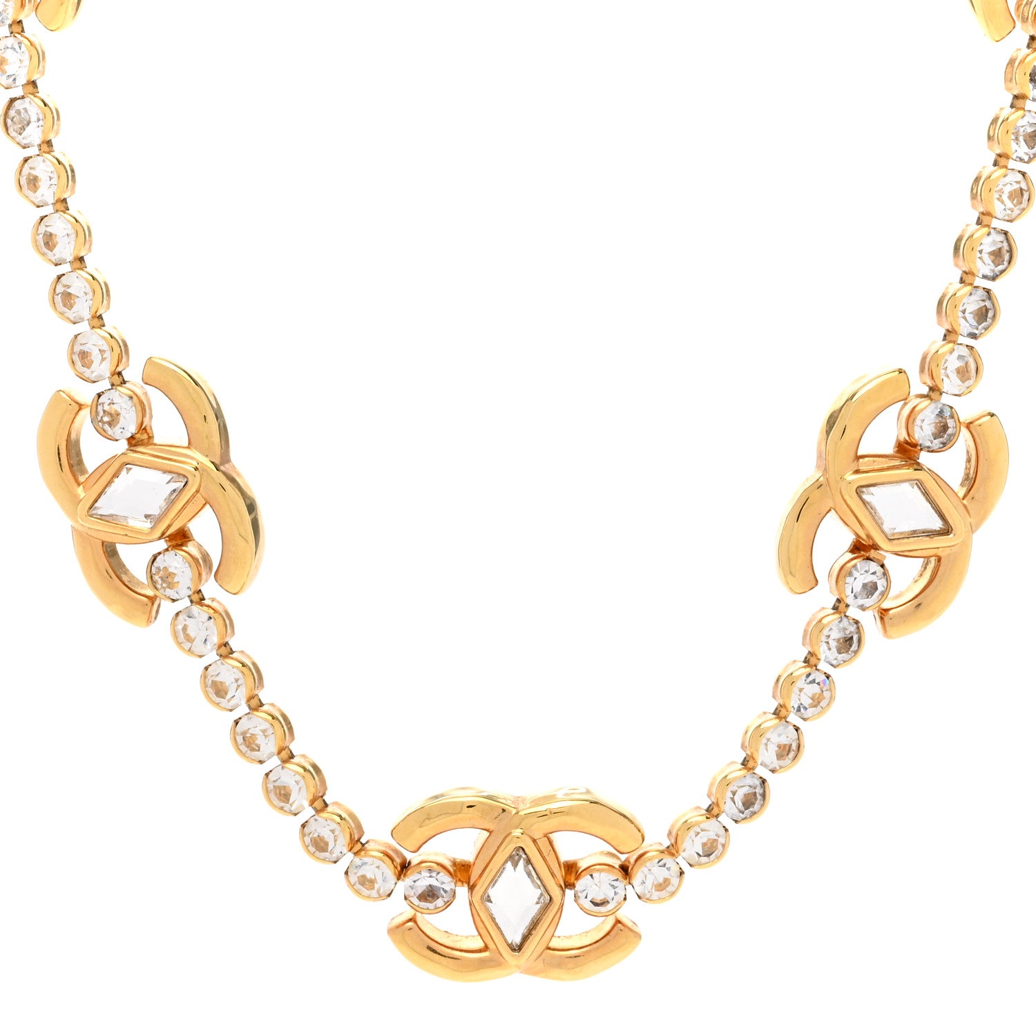 Chanel Metal Crystal CC Marquise Choker Gold 4 of 6
