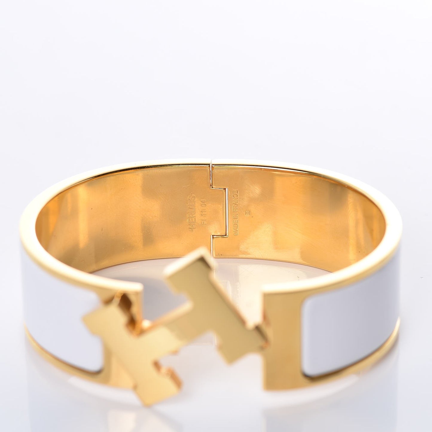 Enamel Wide Clic Clac H Bracelet GM White