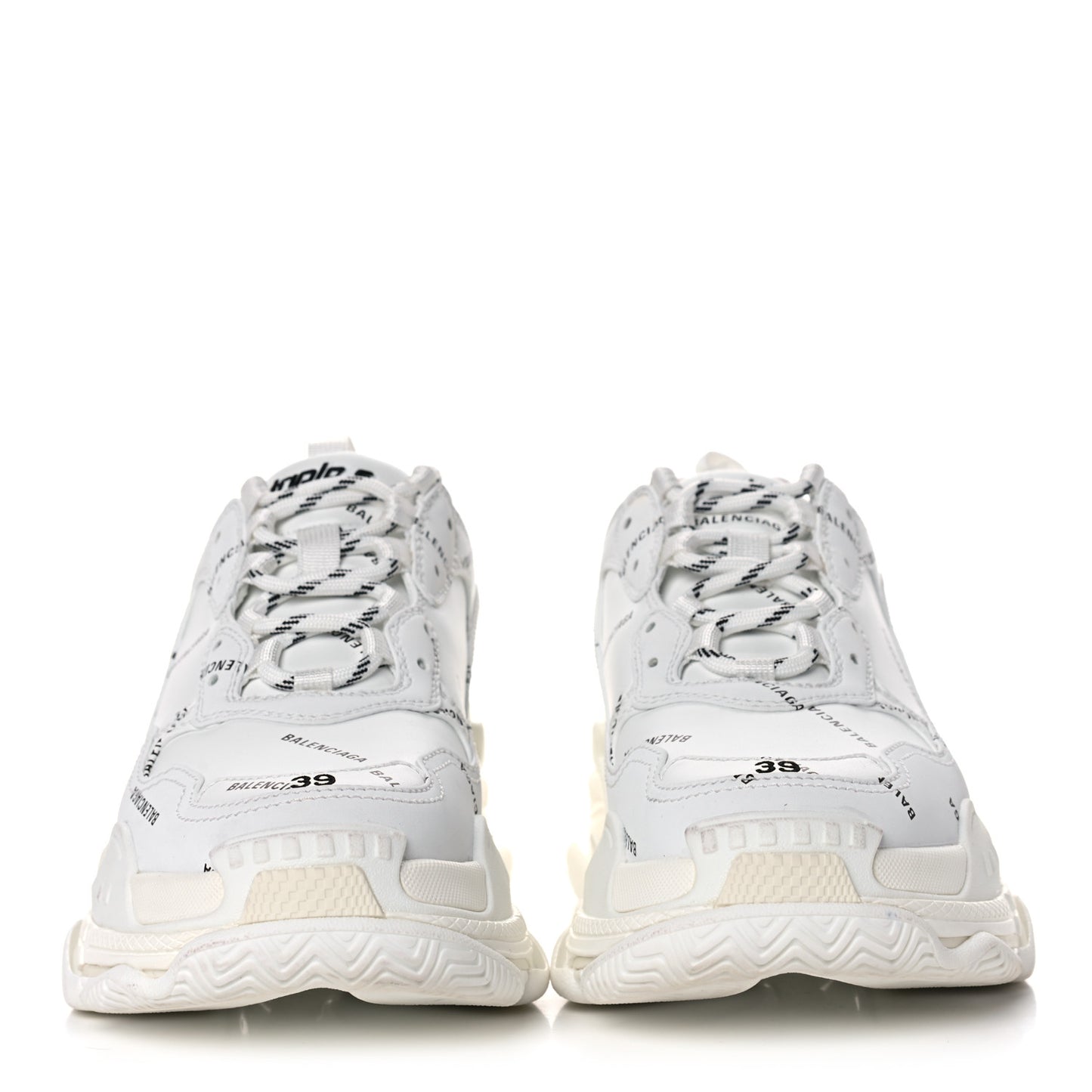 Technical Fabric Allover Logo Mens Triple S Sneakers 39 White Black