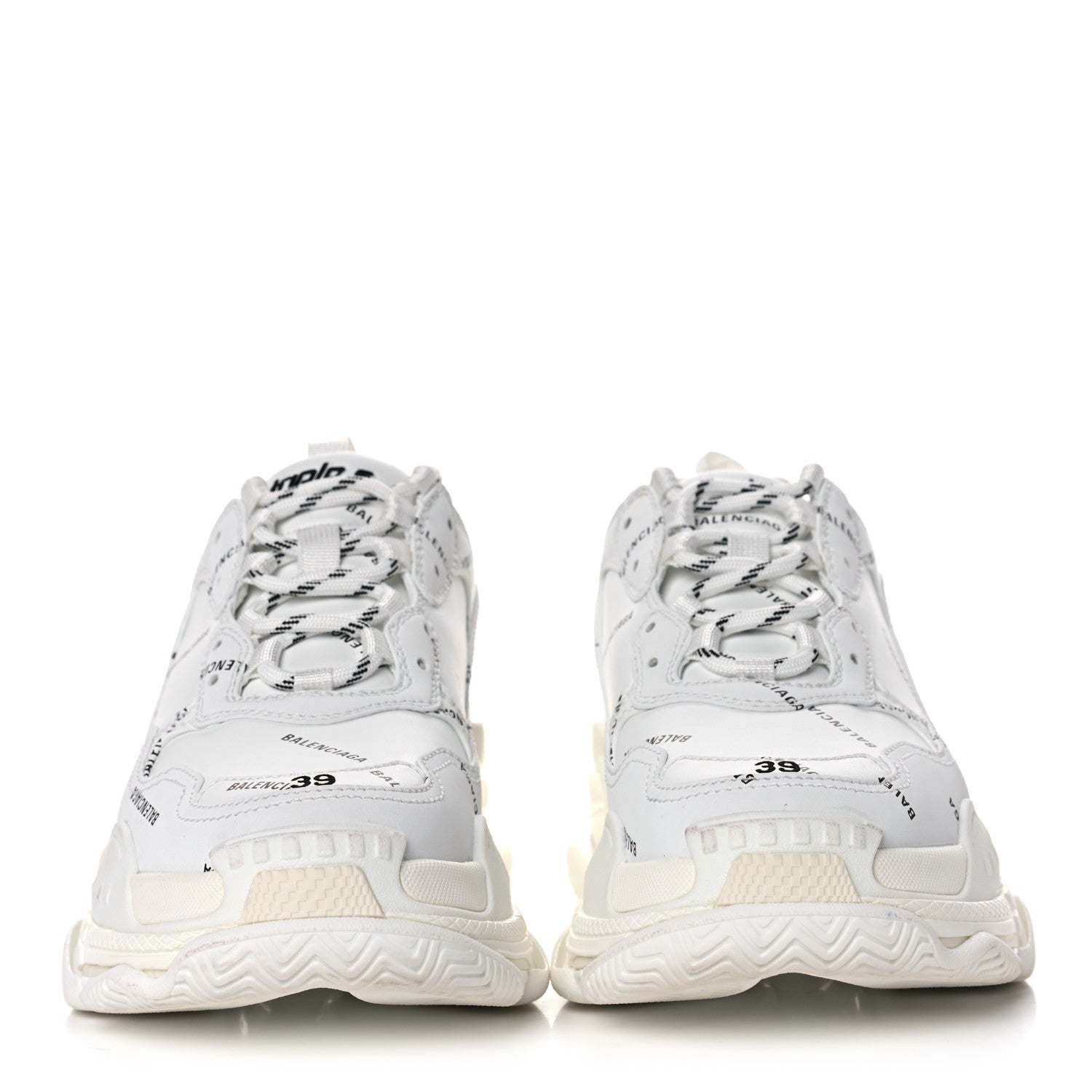 Balenciaga Technical Fabric Allover Logo Mens Triple S Sneakers 39 White Black 2 of 7