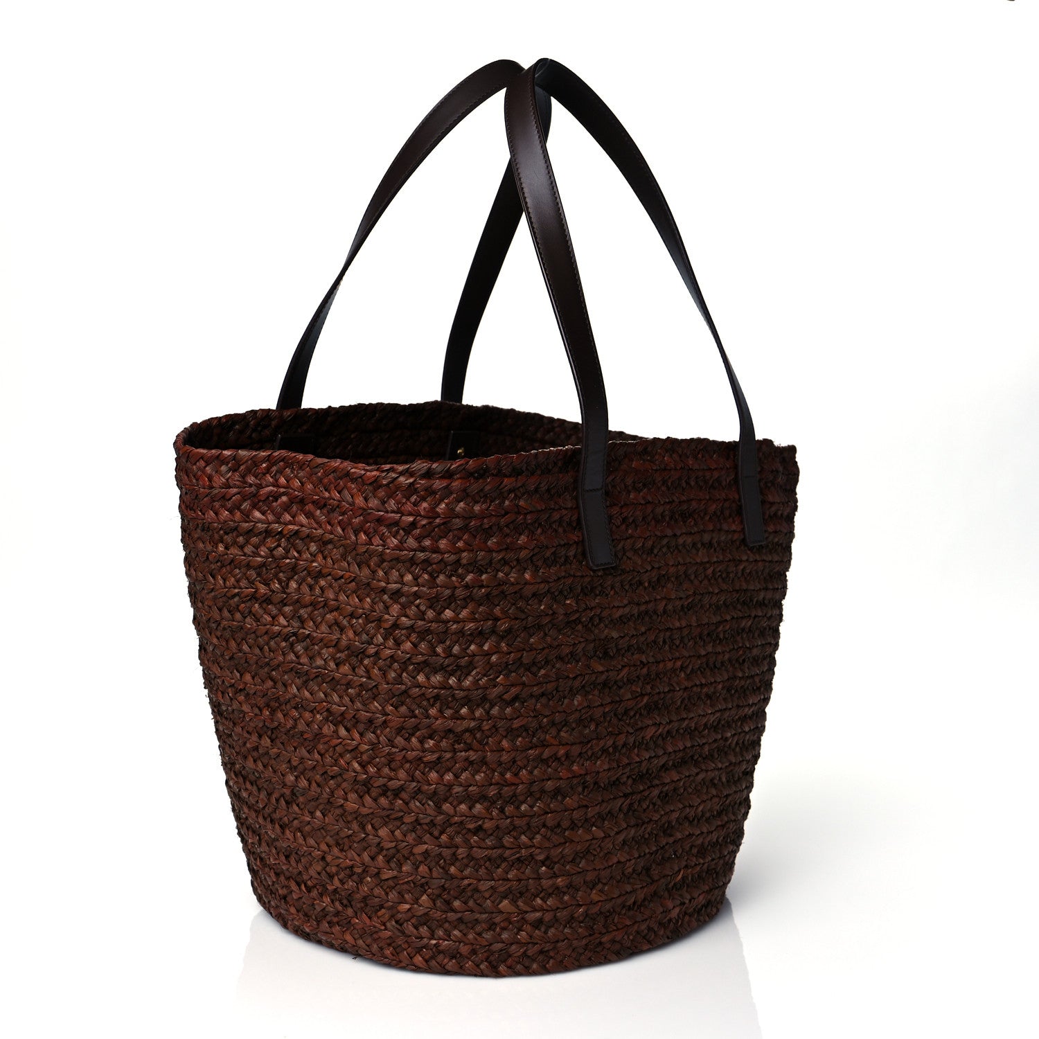 Saint Laurent Raffia Calfskin Medium Panier Tote Dark Chocolate 3 of 9