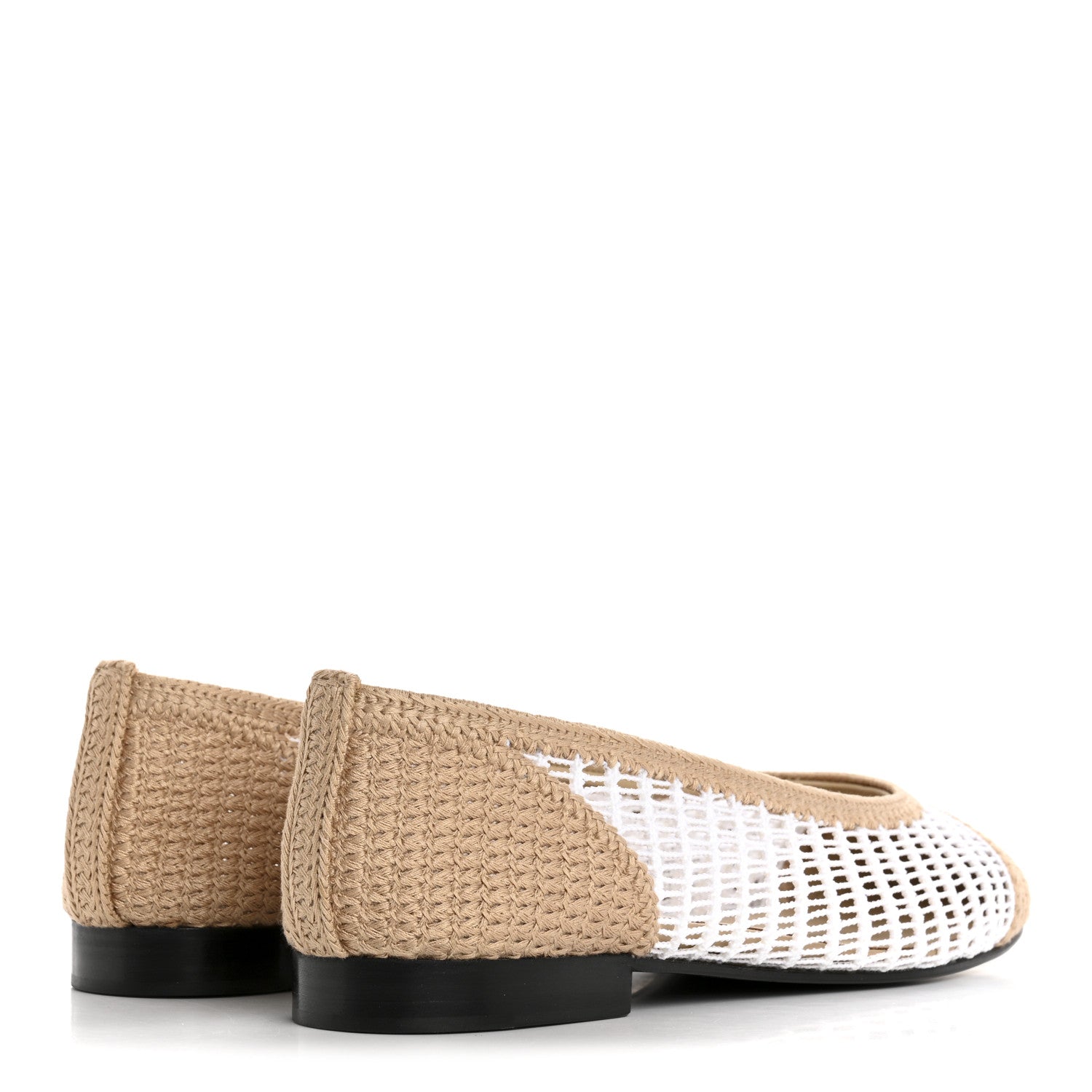 Chanel Raffia Cap Toe Ballerina Flats 38.5 White Beige 5 of 9