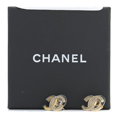 Chanel Enamel Crystal CC Earrings Gold Pink 14 of 15