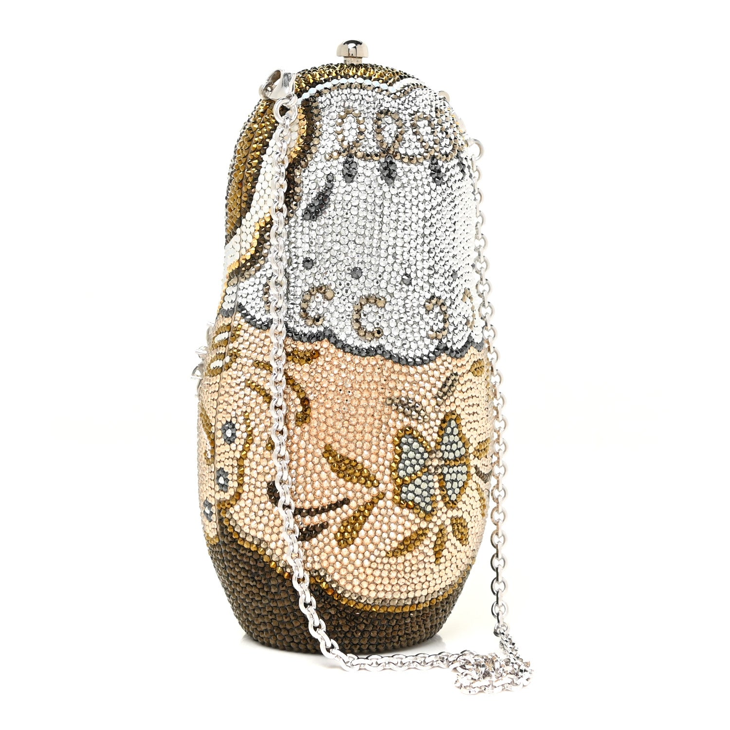 Judith Leiber Crystal Nesting Doll Minaudiere Clutch Silver Multicolor 3 of 14