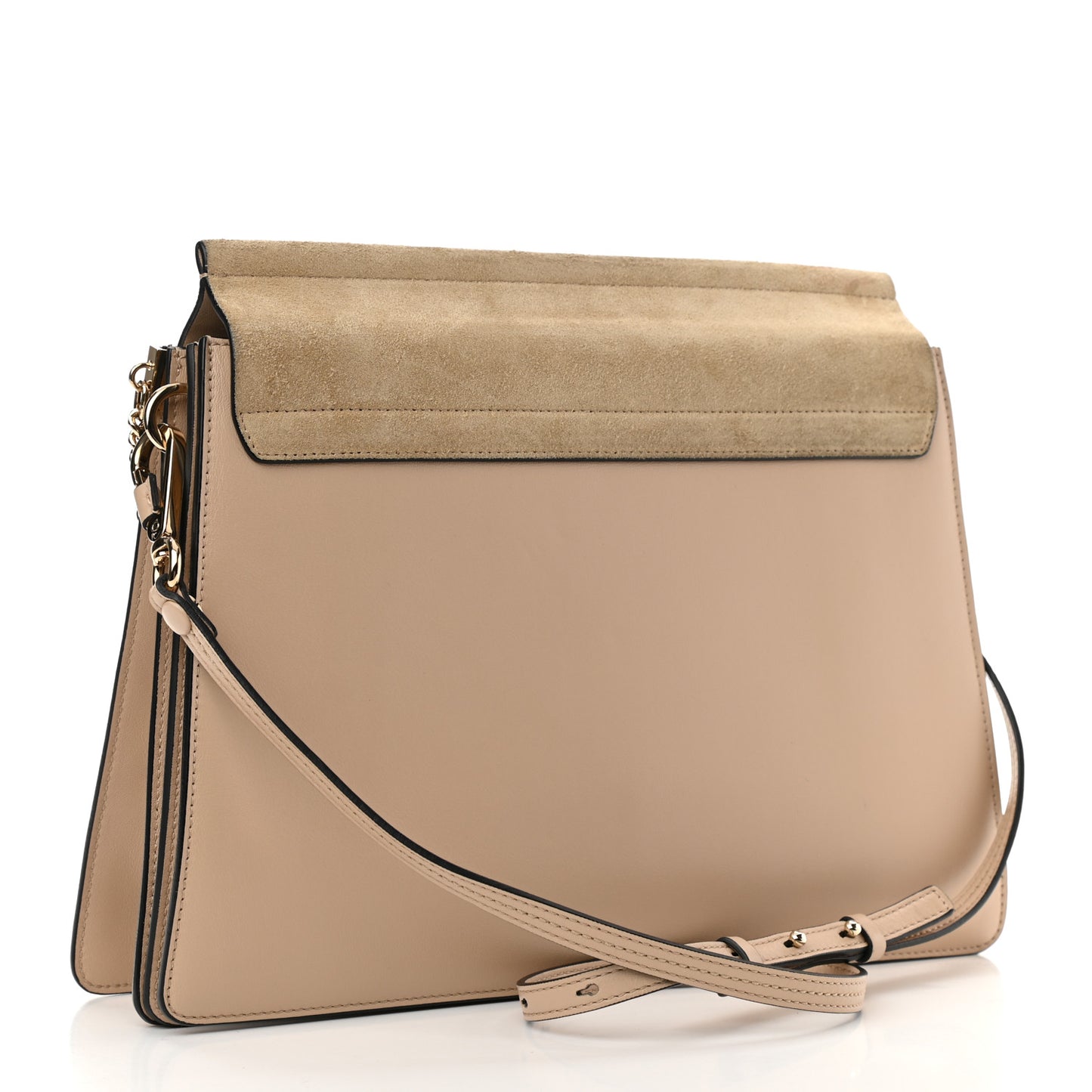 Suede Calfskin Medium Faye Shoulder Bag Pearl Beige